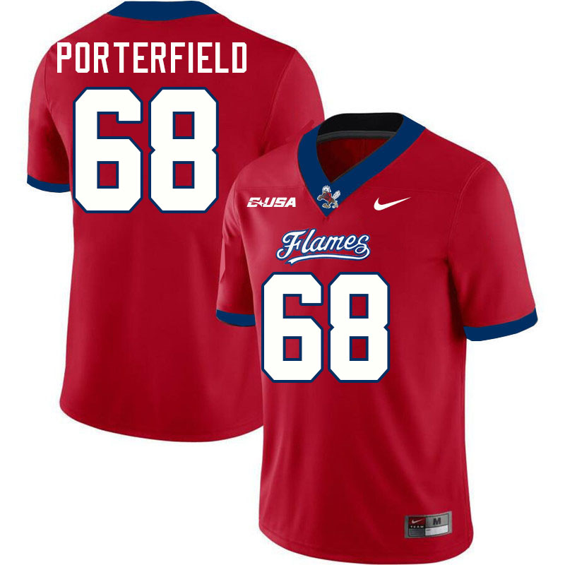 Liberty Flames #68 Hunter Porterfield College Football Jerseys Stitched-Red